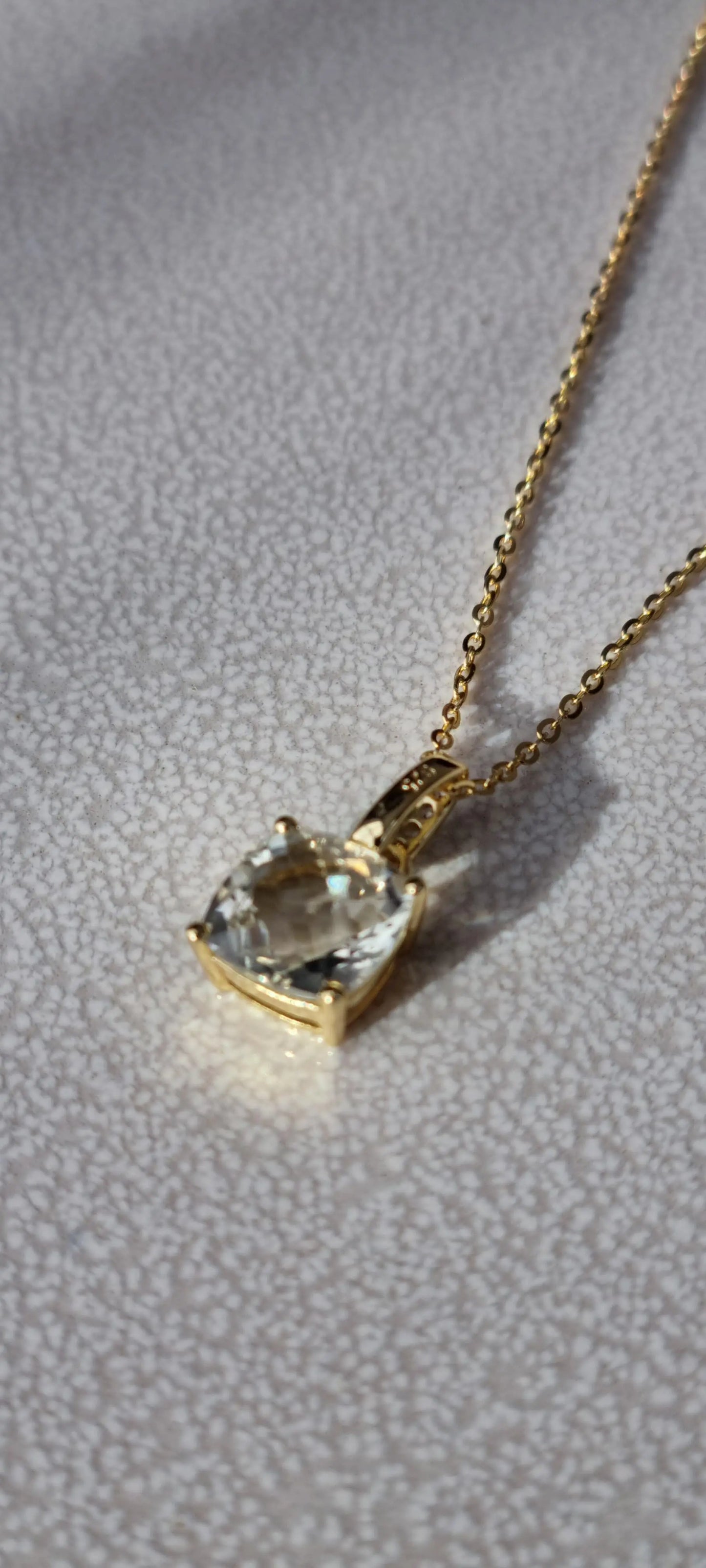 14k Gold Plated Green Amethyst Sky Blue Topaz Cushion-Cut Necklace - 8mm Square