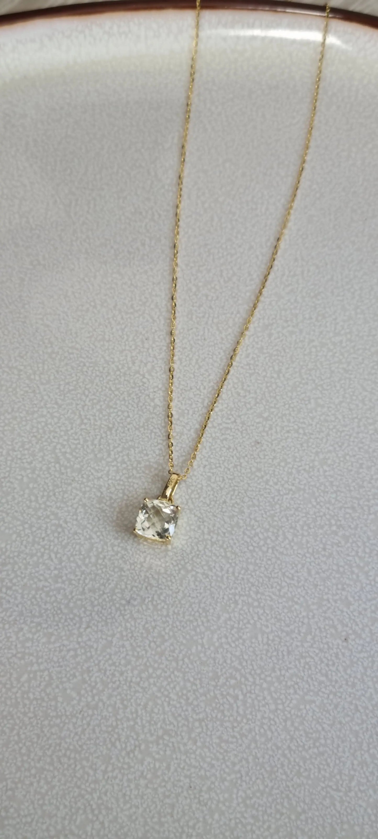14k Gold Plated Green Amethyst Sky Blue Topaz Cushion-Cut Necklace - 8mm Square