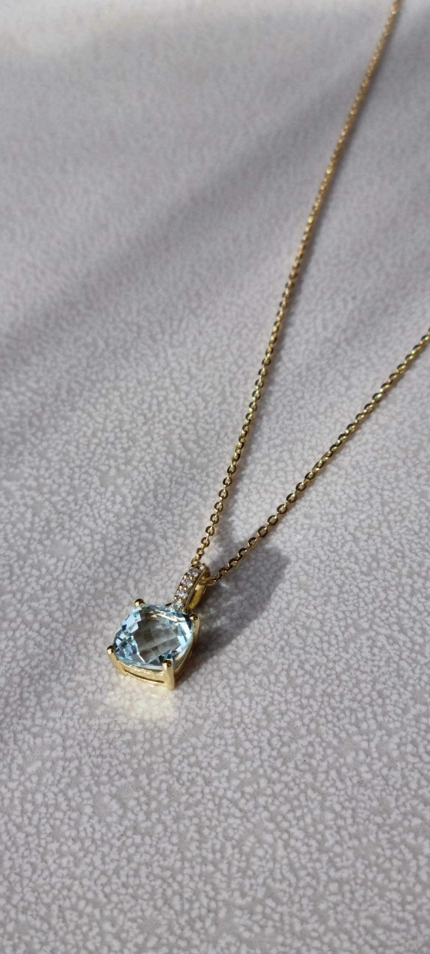 14k Gold Plated Green Amethyst Sky Blue Topaz Cushion-Cut Necklace - 8mm Square
