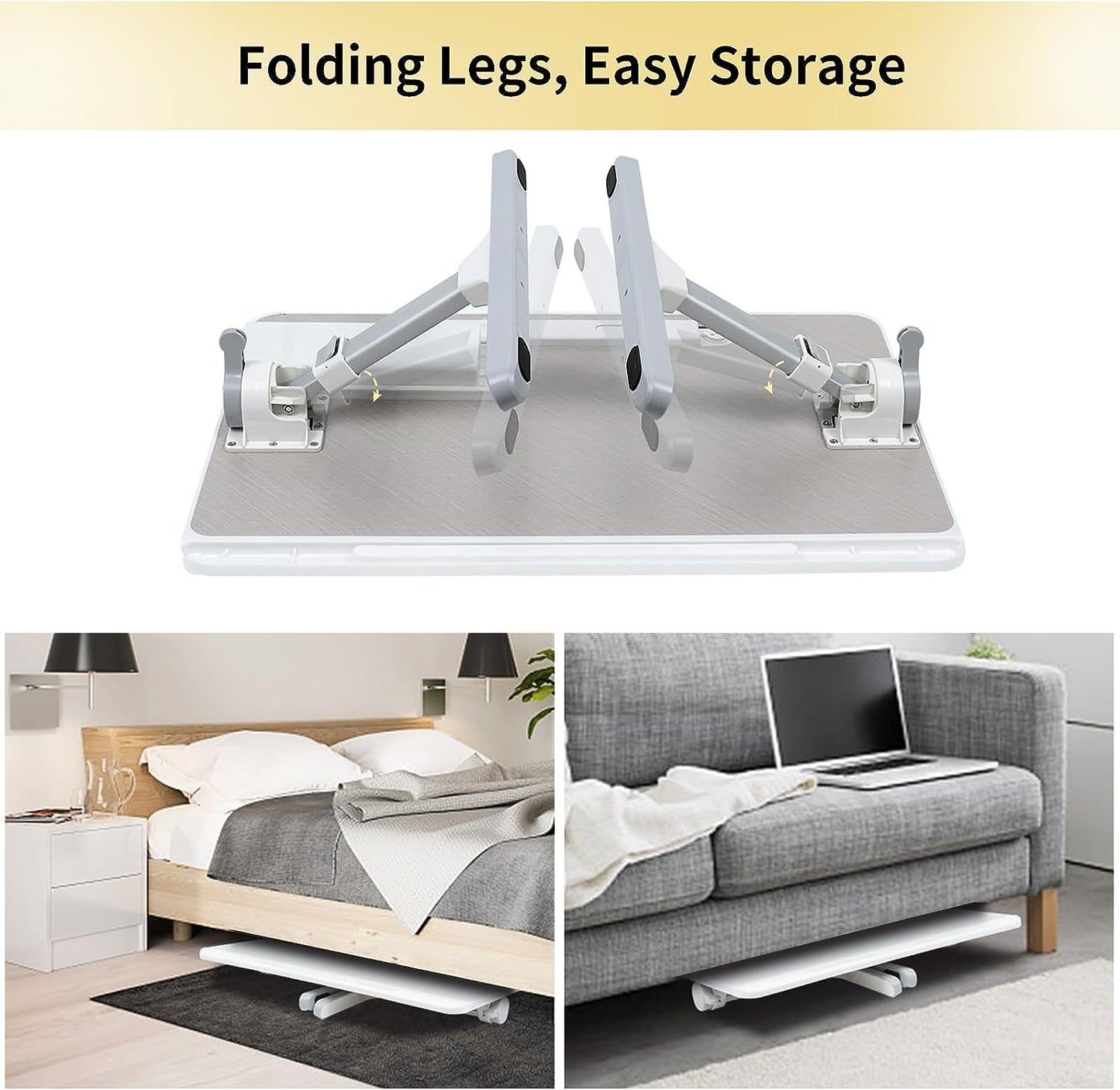 Lap Desk for Laptop, Portable Bed Table Desk, Laptop Desk with LED Light And Drawer, Adjustable Laptop Stand