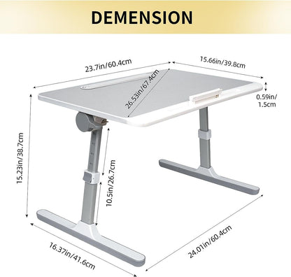 Lap Desk for Laptop, Portable Bed Table Desk, Laptop Desk with LED Light And Drawer, Adjustable Laptop Stand