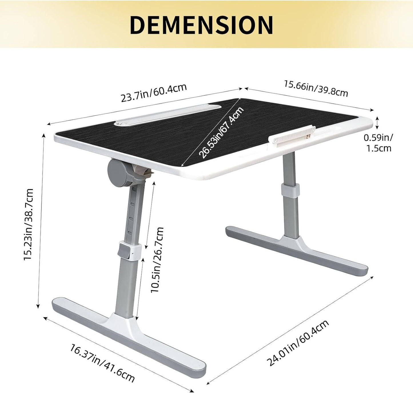 Lap Desk for Laptop, Portable Bed Table Desk, Laptop Desk with LED Light And Drawer, Adjustable Laptop Stand