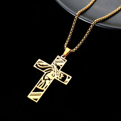 Titanium Steel Cross Pendant Jesus Necklace