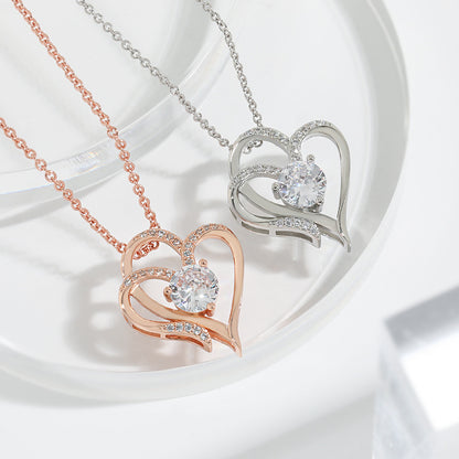 Heart Necklace with Rhinestones