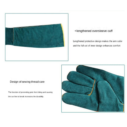 62CM Anti-Bite Pet Training Gloves Double Leather Reptile Protection Gloves