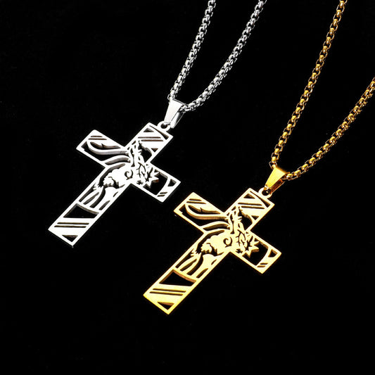 Titanium Steel Cross Pendant Jesus Necklace