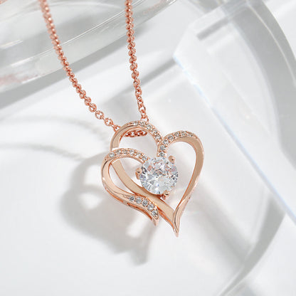 Heart Necklace with Rhinestones