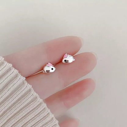 925 Sterling Silver Rabbit Stud Earrings – Cute Bunny Jewellery for Women & Girls, 8mm