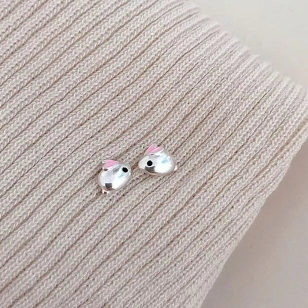 925 Sterling Silver Rabbit Stud Earrings – Cute Bunny Jewellery for Women & Girls, 8mm