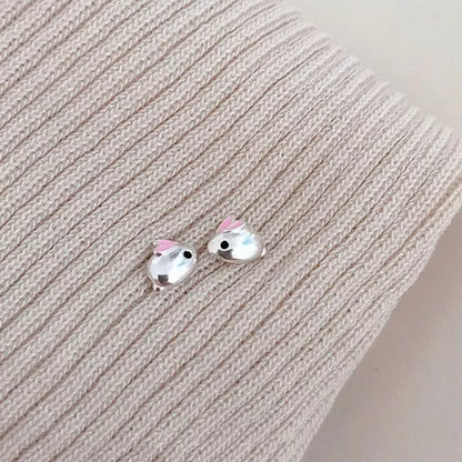 925 Sterling Silver Rabbit Stud Earrings – Cute Bunny Jewellery for Women & Girls, 8mm