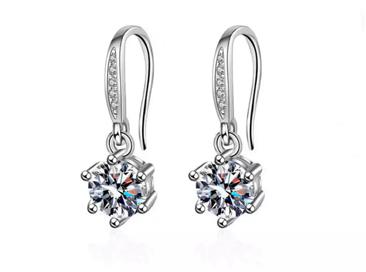 925 Sterling Silver Claw Stone Drop Earrings for Women – Elegant Dangle Hook Jewelry Gift UK