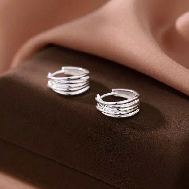925 Sterling Silver Multi-Layer Hoop Earrings – Women's Fashion Jewellery Gift UK Hallmarked