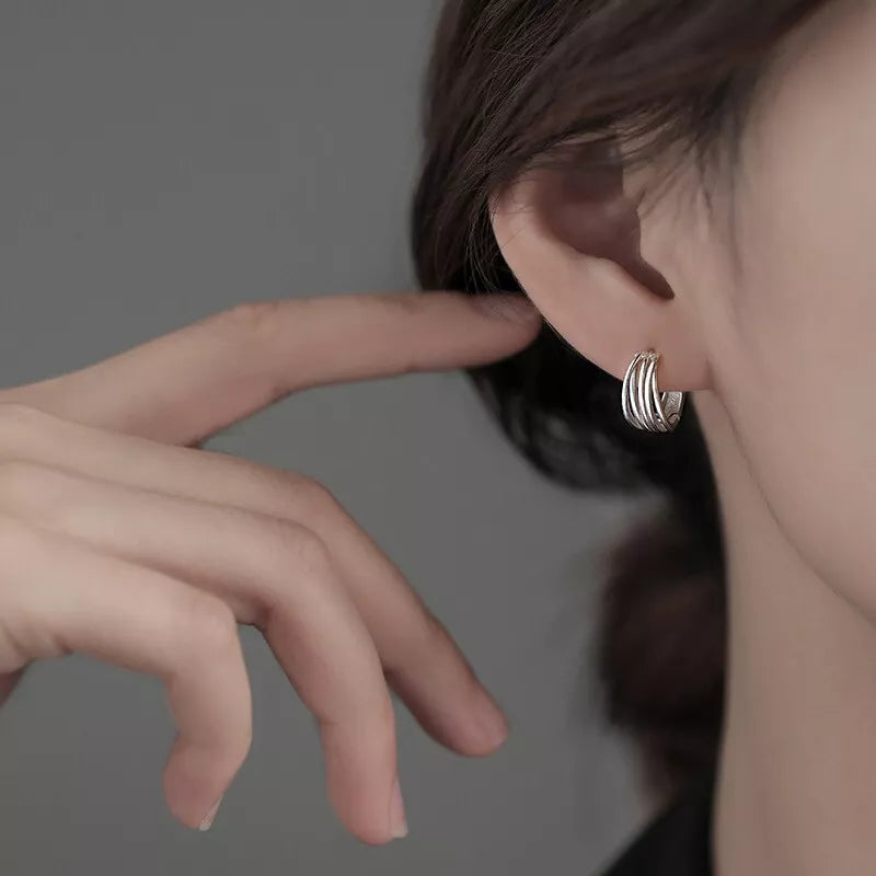 925 Sterling Silver Multi-Layer Hoop Earrings – Women's Fashion Jewellery Gift UK Hallmarked