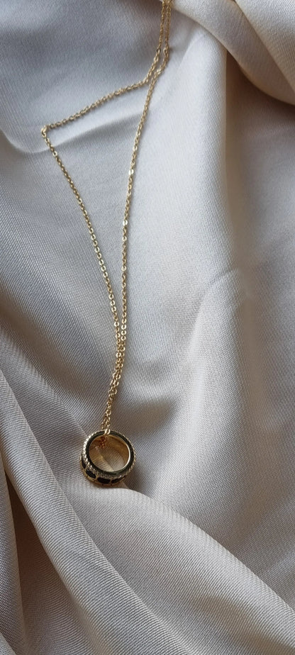 925 Silver 18K Gold Plated Black Agate Necklace and Bracelet Set