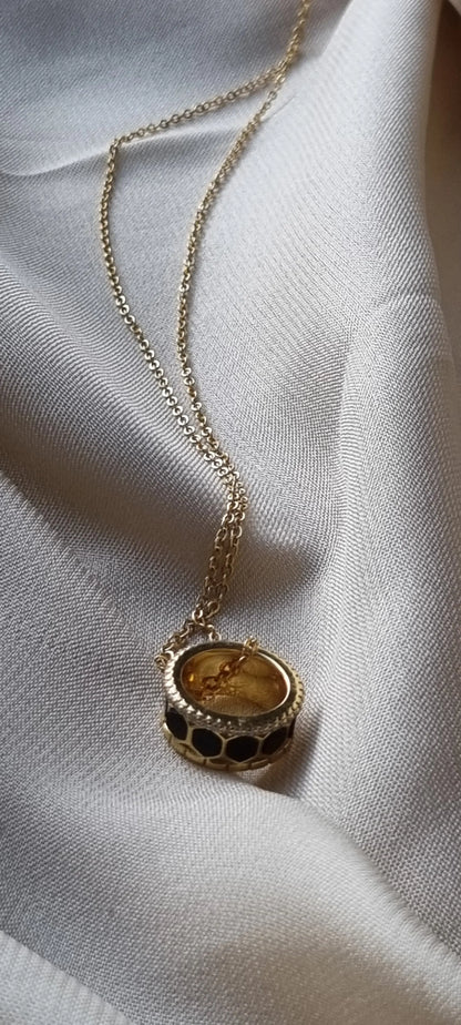 925 Silver 18K Gold Plated Black Agate Necklace and Bracelet Set