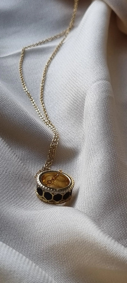 925 Silver 18K Gold Plated Black Agate Necklace and Bracelet Set
