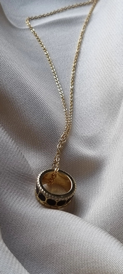 925 Silver 18K Gold Plated Black Agate Necklace and Bracelet Set