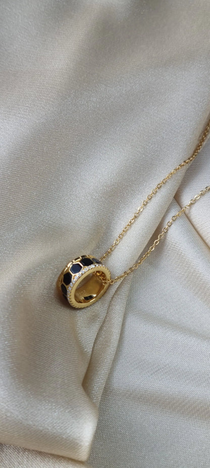 925 Silver 18K Gold Plated Black Agate Necklace and Bracelet Set