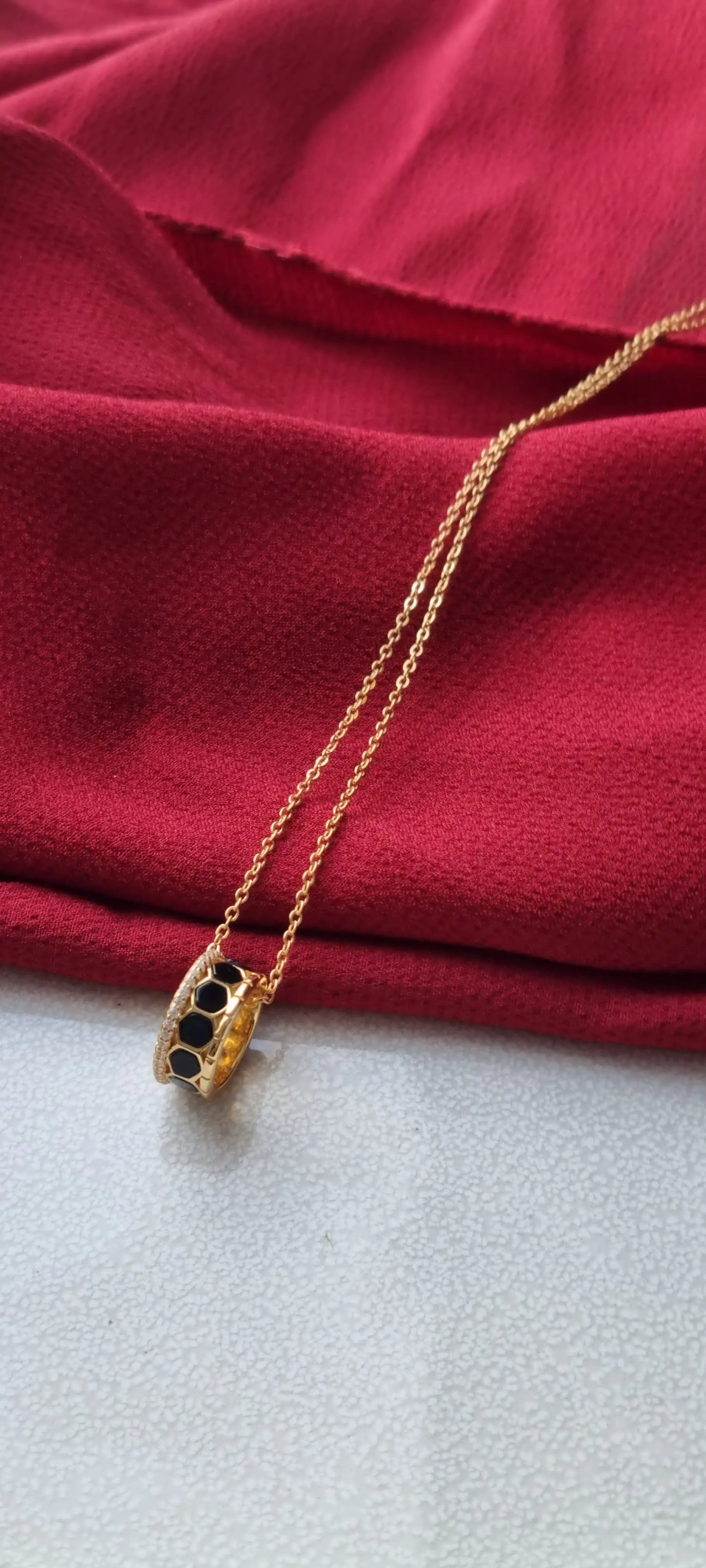 925 Silver 18K Gold Plated Black Agate Necklace and Bracelet Set