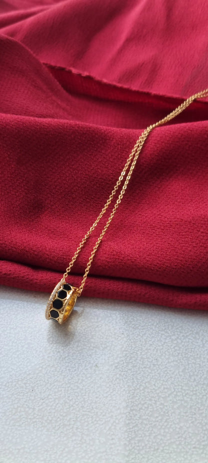 925 Silver 18K Gold Plated Black Agate Necklace and Bracelet Set