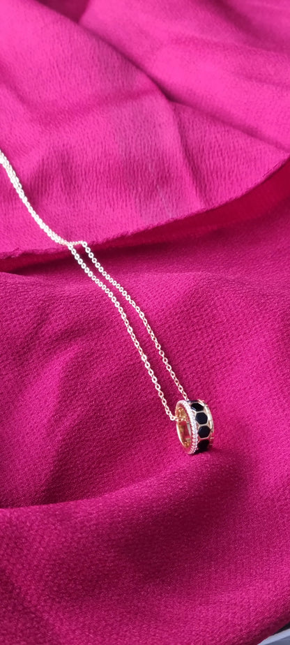 925 Silver 18K Gold Plated Black Agate Necklace and Bracelet Set