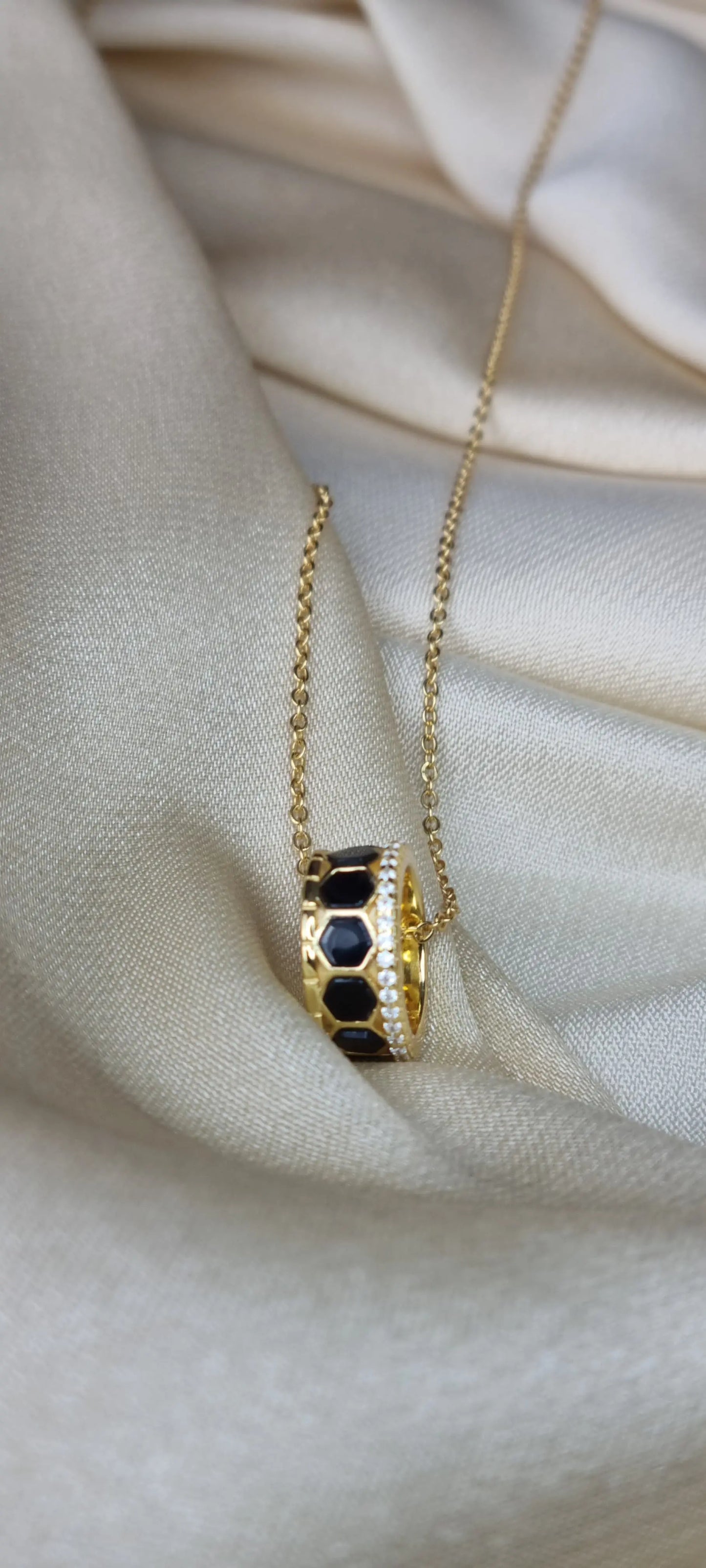 925 Silver 18K Gold Plated Black Agate Necklace and Bracelet Set