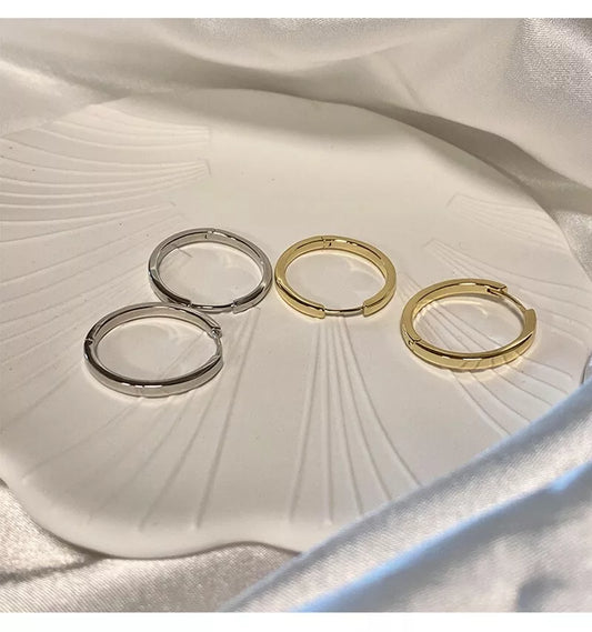 925 Sterling Silver 16mm Hoop Sleeper Earrings | Simple Hinged Hoop Circle Rings