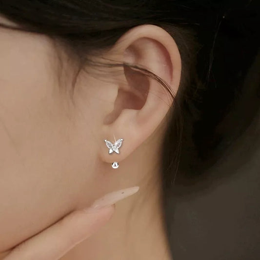 925 Sterling Silver Crystal Butterfly Stud Earrings – Elegant Gift for her