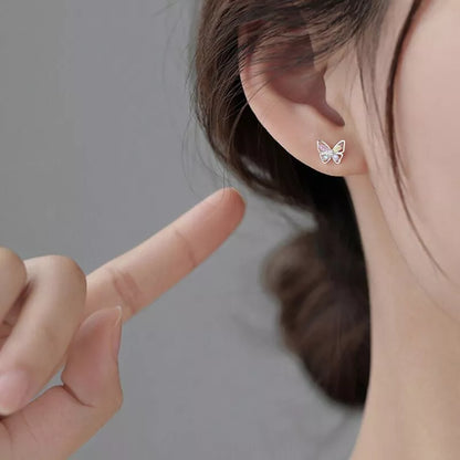 Crystal Butterfly Stud Earrings Colorful 925 Sterling Silver Women Jewellery Gift