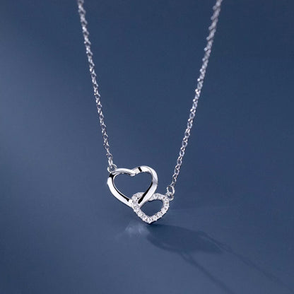 925 Sterling Silver Crystal Heart Pendant Necklace