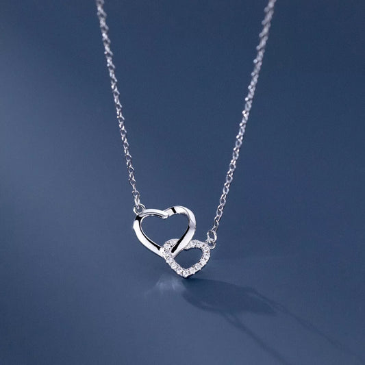 925 Sterling Silver Crystal Heart Pendant Necklace