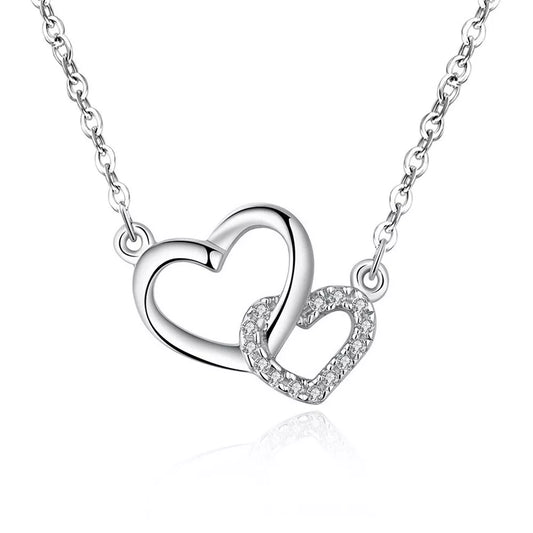 925 Sterling Silver Crystal Heart Pendant Necklace