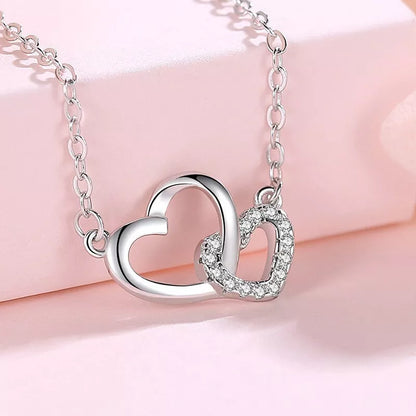925 Sterling Silver Crystal Heart Pendant Necklace