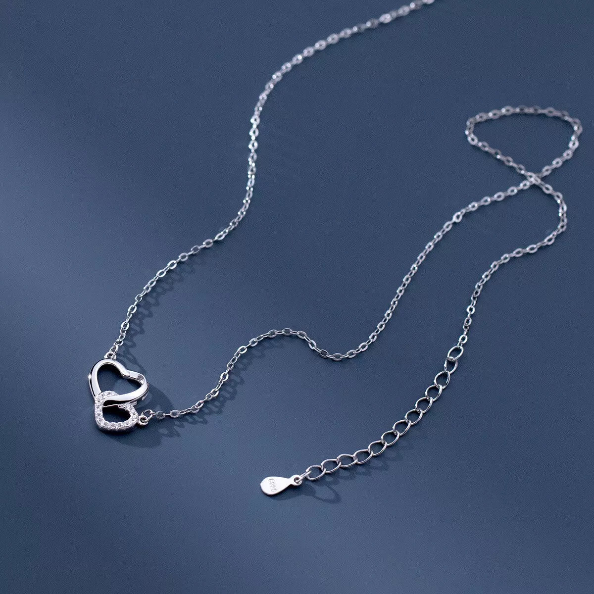 925 Sterling Silver Crystal Heart Pendant Necklace