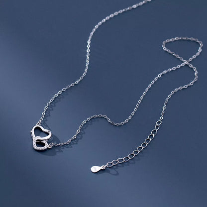 925 Sterling Silver Crystal Heart Pendant Necklace