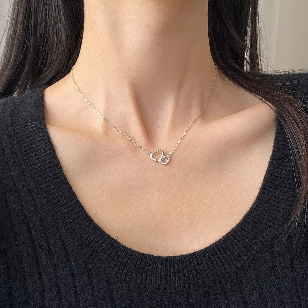 925 Sterling Silver Crystal Heart Pendant Necklace