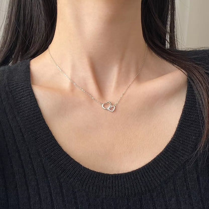925 Sterling Silver Crystal Heart Pendant Necklace