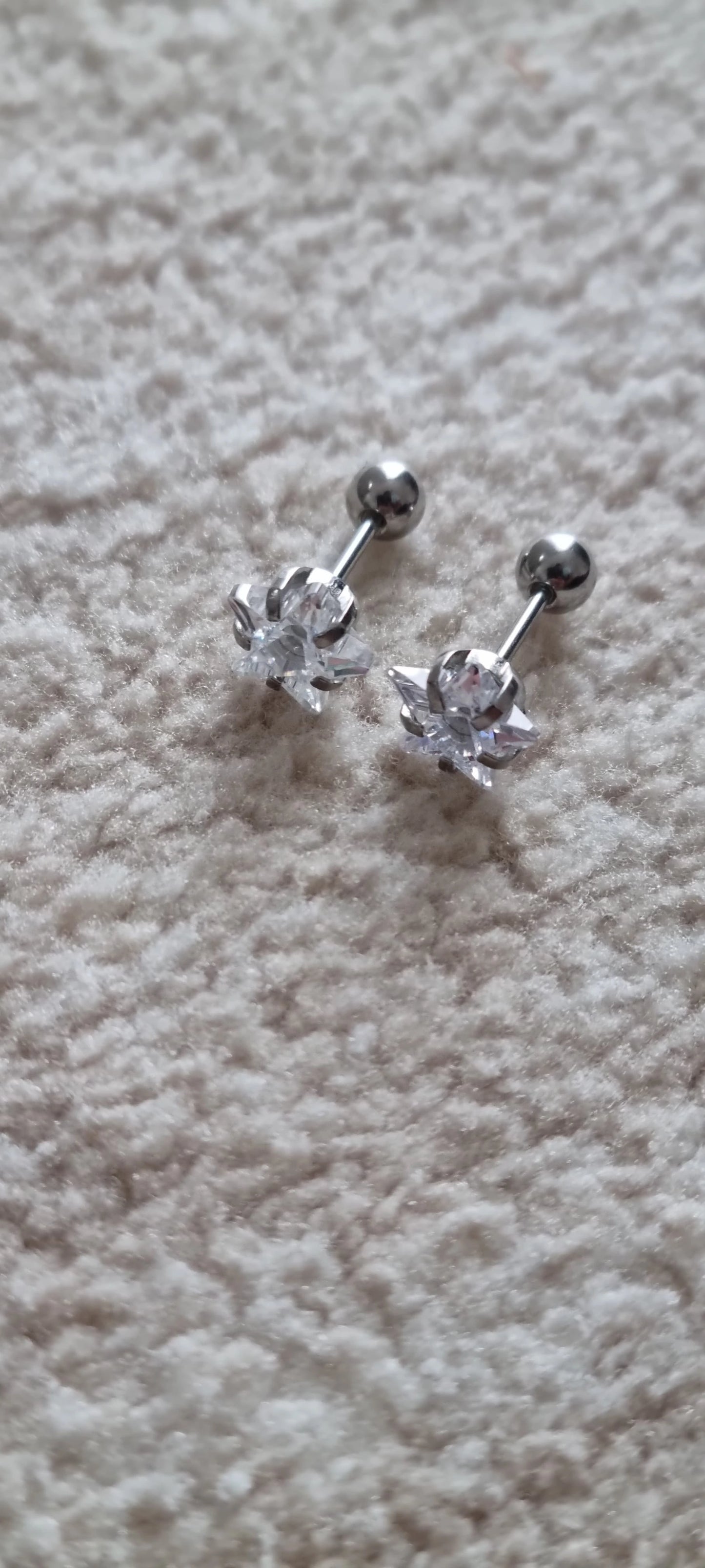 925 Sterling Silver Crystal Star Stud Earrings