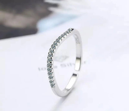 925 Sterling Silver Crystal Stone Adjustable Gold Ring