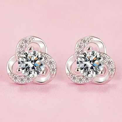 925 Sterling Silver Crystal Swirl Stud Earrings