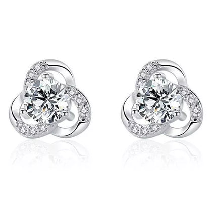 925 Sterling Silver Crystal Swirl Stud Earrings