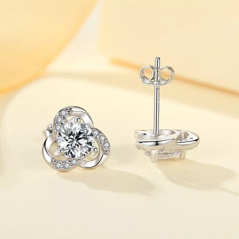 925 Sterling Silver Crystal Swirl Stud Earrings