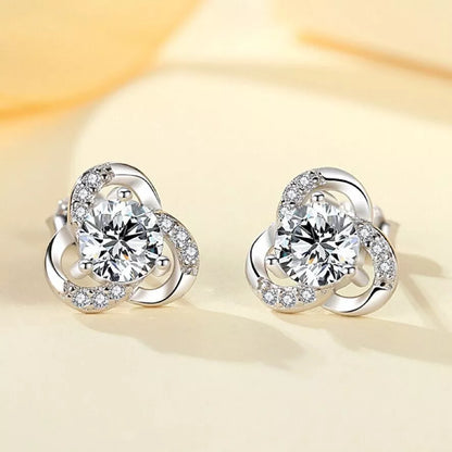 925 Sterling Silver Crystal Swirl Stud Earrings