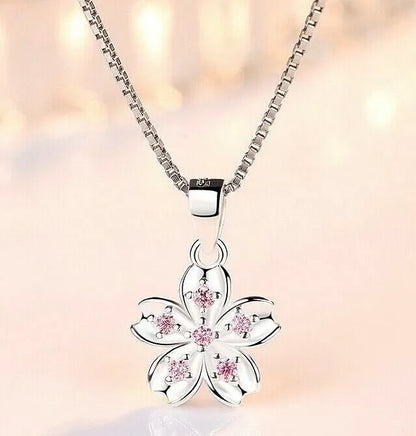 925 Sterling Silver Flower Pendant Necklace – Elegant Jewelry Gift for Women