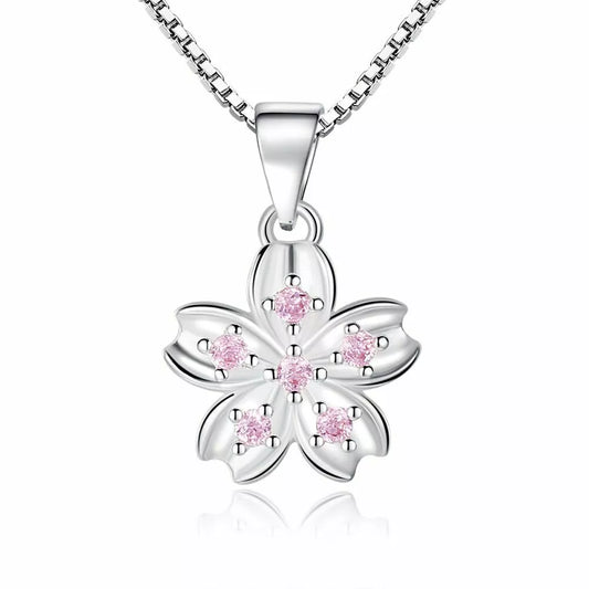 925 Sterling Silver Flower Pendant Necklace – Elegant Jewelry Gift for Women