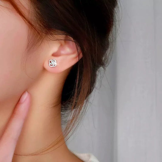 Elegant Flower Crystal Stud Earrings