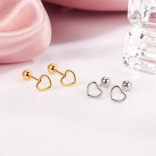 Gold Plated Open Love Heart Stud Earrings