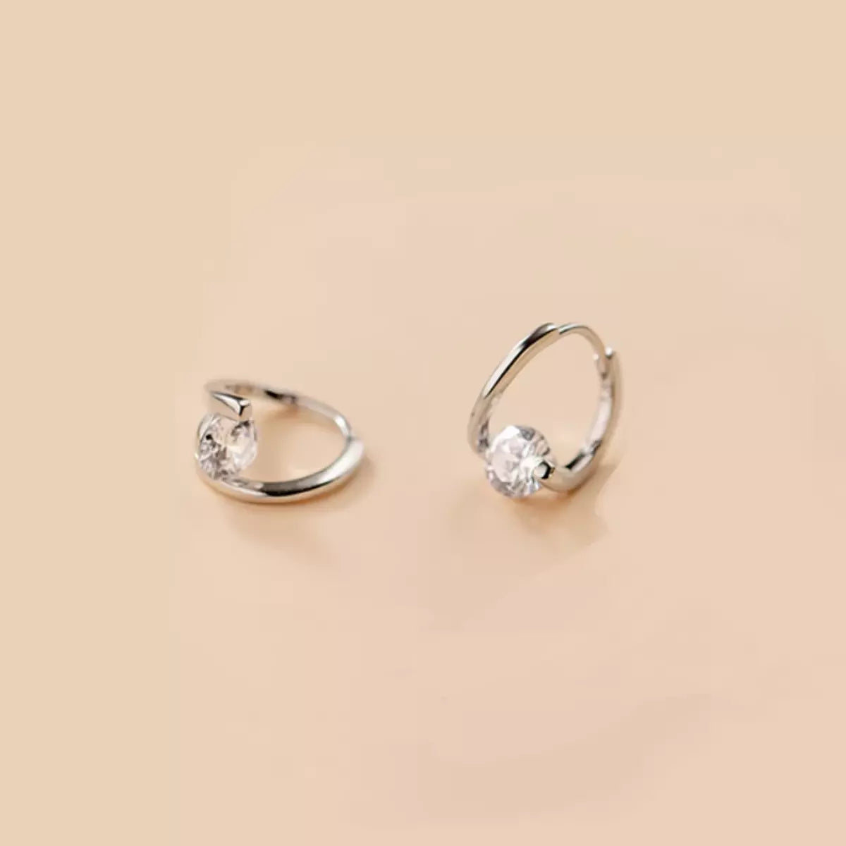 Gold Twist CZ Circle Hoop Huggie Earrings