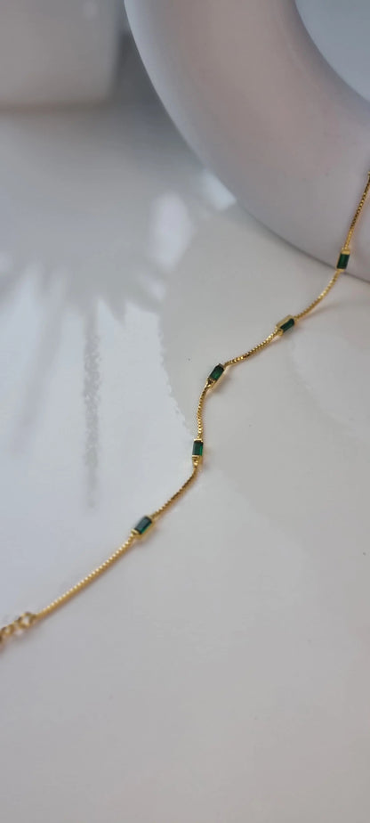 Elegant Green Zircon Charm Gold Bracelet