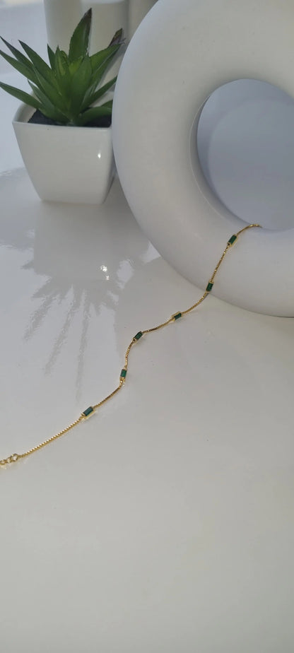 Elegant Green Zircon Charm Gold Bracelet